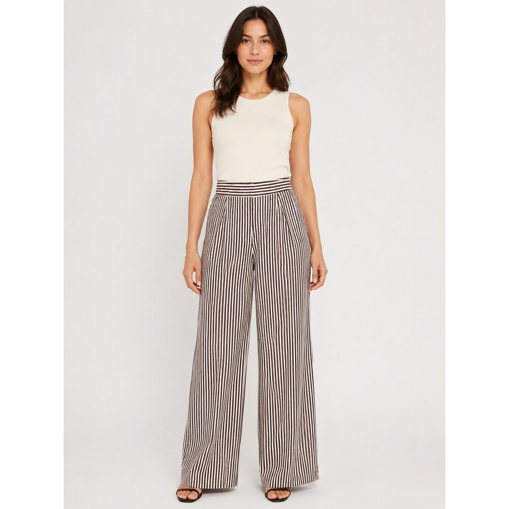 Rag & Bone Women’s Size 0 Brown White Striped Wide Leg Pants Trousers